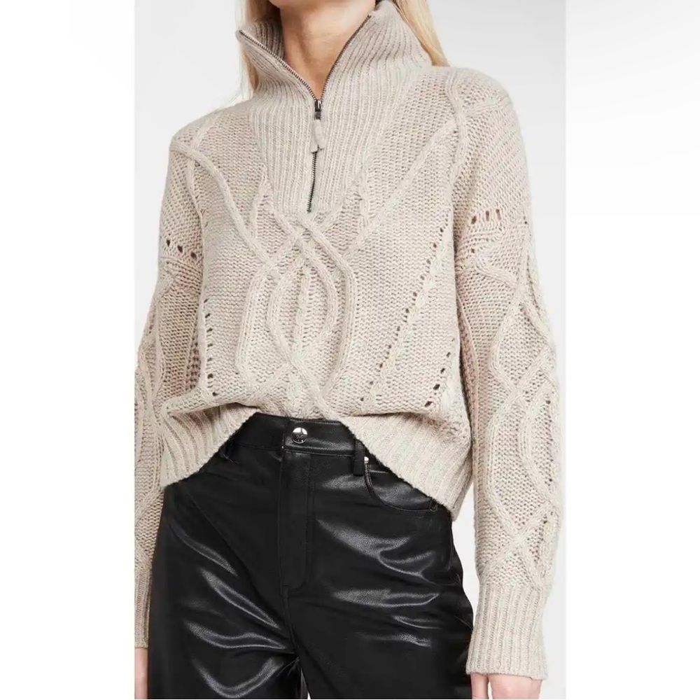 Skull Cashmere Cream Cable Knit Turtleneck Sweater